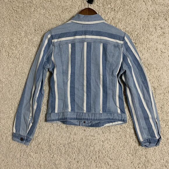 G-Star Raw 3301 Slim Jacket NWT Blue Denim Womens  Small Vesp Stripe Button Up - Picture 4 of 9